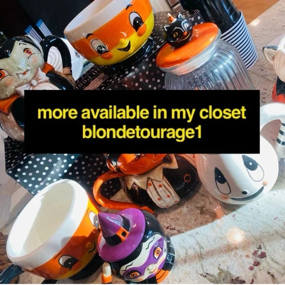 Johanna Parker Black Cat Large Glass Candy Jar Head Lid Vintage Style Transpac - Picture 10 of 10